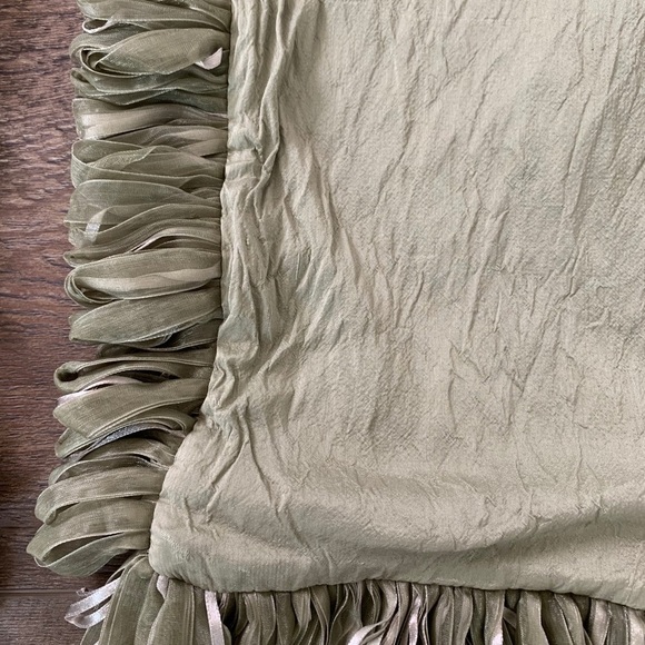 Green Fringed Throw Pillows - Picture 4 of 9